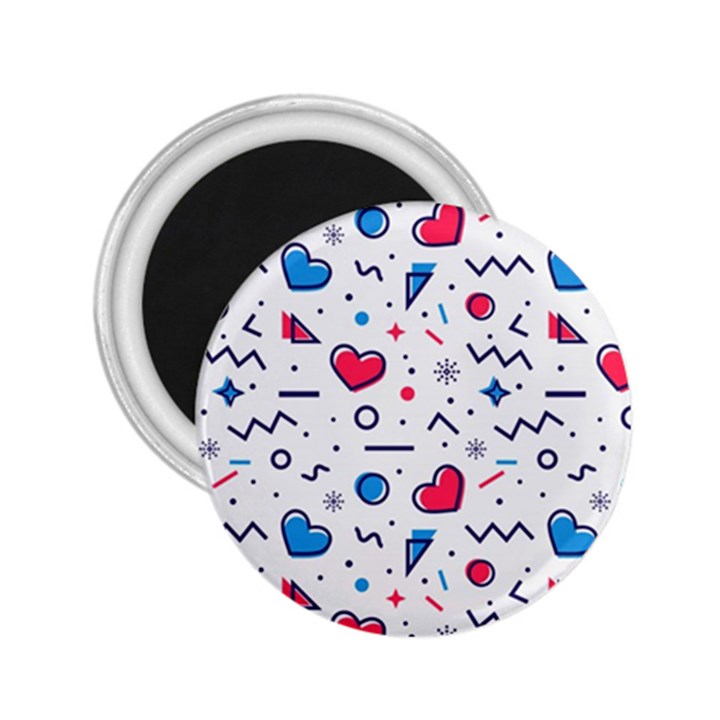 Hearts Seamless Pattern Memphis Style 2.25  Magnets