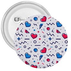 Hearts Seamless Pattern Memphis Style 3  Buttons by Salman4z