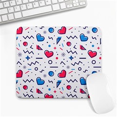 Hearts Seamless Pattern Memphis Style Large Mousepad by Salman4z