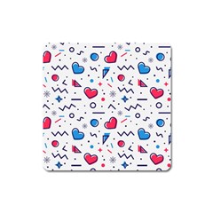 Hearts Seamless Pattern Memphis Style Square Magnet by Salman4z