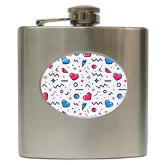 Hearts Seamless Pattern Memphis Style Hip Flask (6 Oz) by Salman4z