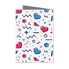 Hearts Seamless Pattern Memphis Style Mini Greeting Cards (pkg Of 8) by Salman4z