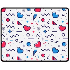 Hearts Seamless Pattern Memphis Style Fleece Blanket (medium) by Salman4z