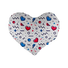 Hearts Seamless Pattern Memphis Style Standard 16  Premium Flano Heart Shape Cushions by Salman4z