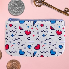 Hearts Seamless Pattern Memphis Style Large Coin Purse by Salman4z