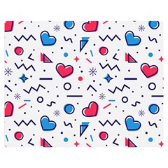 Hearts Seamless Pattern Memphis Style Premium Plush Fleece Blanket (medium) by Salman4z