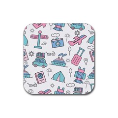 Transportation Seamless Pattern Rubber Coaster (square) by Salman4z