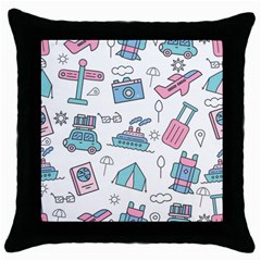 Transportation Seamless Pattern Throw Pillow Case (black) by Salman4z