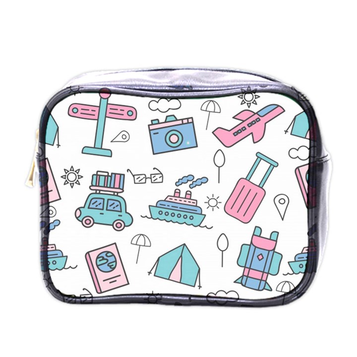 Transportation Seamless Pattern Mini Toiletries Bag (One Side)