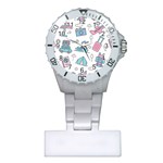 Transportation Seamless Pattern Plastic Nurses Watch Front