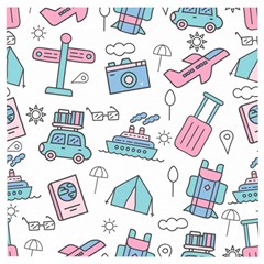 Transportation Seamless Pattern Wooden Puzzle Square by Salman4z