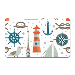 Nautical Elements Pattern Background Magnet (rectangular) by Salman4z