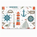 Nautical Elements Pattern Background Postcard 4 x 6  (Pkg of 10) Front