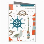 Nautical Elements Pattern Background Greeting Cards (Pkg of 8) Right