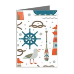 Nautical Elements Pattern Background Mini Greeting Cards (Pkg of 8) Right