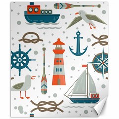 Nautical Elements Pattern Background Canvas 20  X 24  by Salman4z