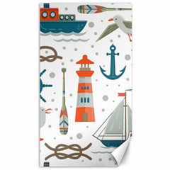 Nautical Elements Pattern Background Canvas 40  X 72  by Salman4z