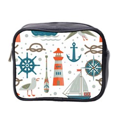 Nautical Elements Pattern Background Mini Toiletries Bag (two Sides) by Salman4z