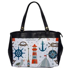 Nautical Elements Pattern Background Oversize Office Handbag by Salman4z