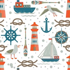 Nautical Elements Pattern Background Play Mat (square) by Salman4z