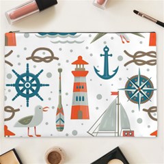 Nautical Elements Pattern Background Cosmetic Bag (xxl) by Salman4z