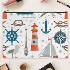 Nautical Elements Pattern Background Cosmetic Bag (xxxl) by Salman4z