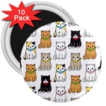 Cat Kitten Seamless Pattern 3  Magnets (10 pack)  Front