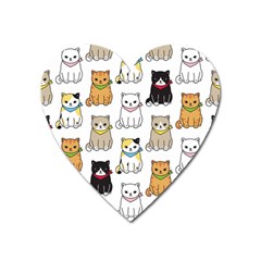 Cat Kitten Seamless Pattern Heart Magnet by Salman4z