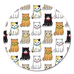 Cat Kitten Seamless Pattern Magnet 5  (round) by Salman4z