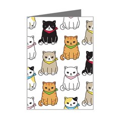 Cat Kitten Seamless Pattern Mini Greeting Card by Salman4z