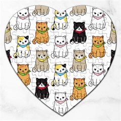 Cat Kitten Seamless Pattern Jigsaw Puzzle (heart) by Salman4z