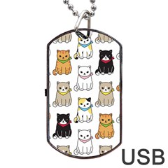 Cat Kitten Seamless Pattern Dog Tag Usb Flash (one Side) by Salman4z