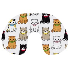 Cat Kitten Seamless Pattern Travel Neck Pillow by Salman4z