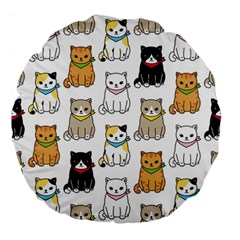 Cat Kitten Seamless Pattern Large 18  Premium Flano Round Cushions by Salman4z