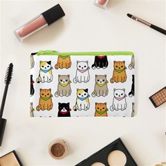 Cat Kitten Seamless Pattern Cosmetic Bag (xs) by Salman4z