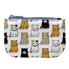 Cat Kitten Seamless Pattern Large Coin Purse by Salman4z