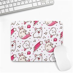 Cute Animal Seamless Pattern Kawaii Doodle Style Small Mousepad by Salman4z