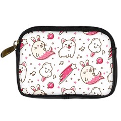 Cute Animal Seamless Pattern Kawaii Doodle Style Digital Camera Leather Case by Salman4z