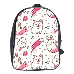 Cute Animal Seamless Pattern Kawaii Doodle Style School Bag (xl) by Salman4z