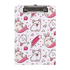 Cute Animal Seamless Pattern Kawaii Doodle Style A5 Acrylic Clipboard by Salman4z