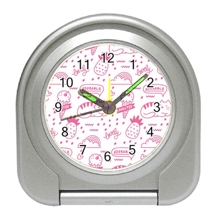 Cute-girly-seamless-pattern Travel Alarm Clock