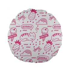 Cute-girly-seamless-pattern Standard 15  Premium Round Cushions by Salman4z