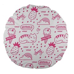 Cute-girly-seamless-pattern Large 18  Premium Round Cushions by Salman4z