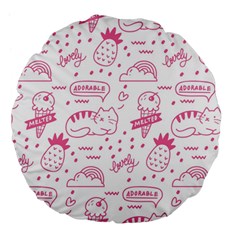 Cute-girly-seamless-pattern Large 18  Premium Flano Round Cushions by Salman4z