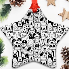 Seamless-pattern-with-black-white-doodle-dogs Ornament (star) by Salman4z