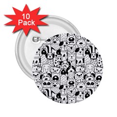 Seamless-pattern-with-black-white-doodle-dogs 2 25  Buttons (10 Pack)  by Salman4z