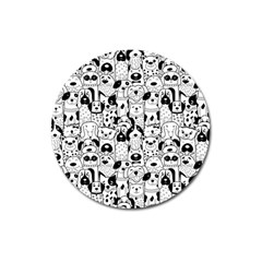 Seamless-pattern-with-black-white-doodle-dogs Magnet 3  (round) by Salman4z