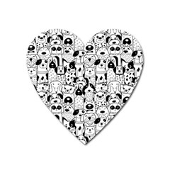 Seamless-pattern-with-black-white-doodle-dogs Heart Magnet by Salman4z