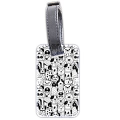 Seamless-pattern-with-black-white-doodle-dogs Luggage Tag (two Sides) by Salman4z