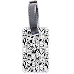 Seamless-pattern-with-black-white-doodle-dogs Luggage Tag (two sides) Front